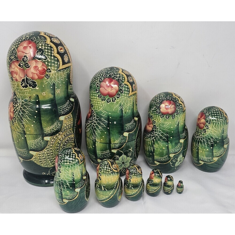 Vtg 10pc Matryoshka 11" Artist Signed Russian A Baba Yaga Tale Nesting Dolls - Picture 4 of 15